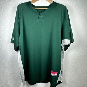 Majestic Cool Base Blank Baseball‎ Jersey Green White Made in USA 3XL